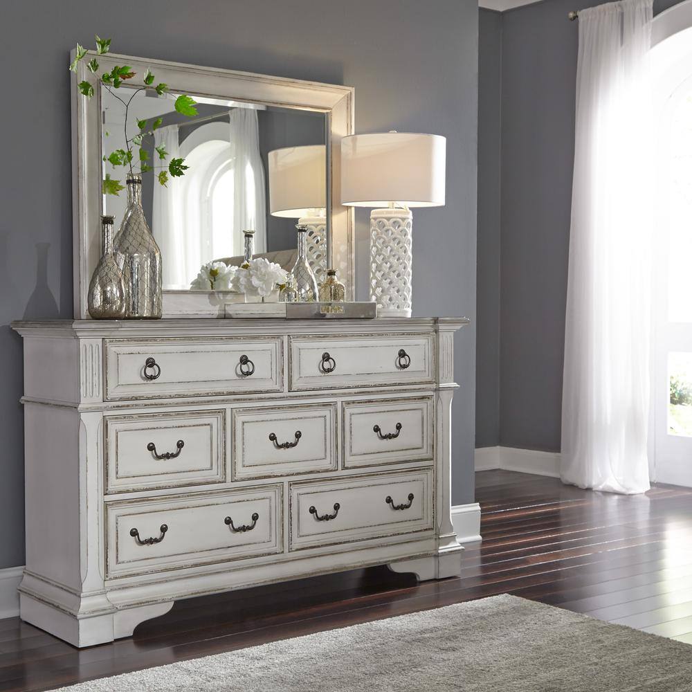 Alt View 1. Liberty Furniture Industries - Abbey Park Mirror in Antique White - White.
