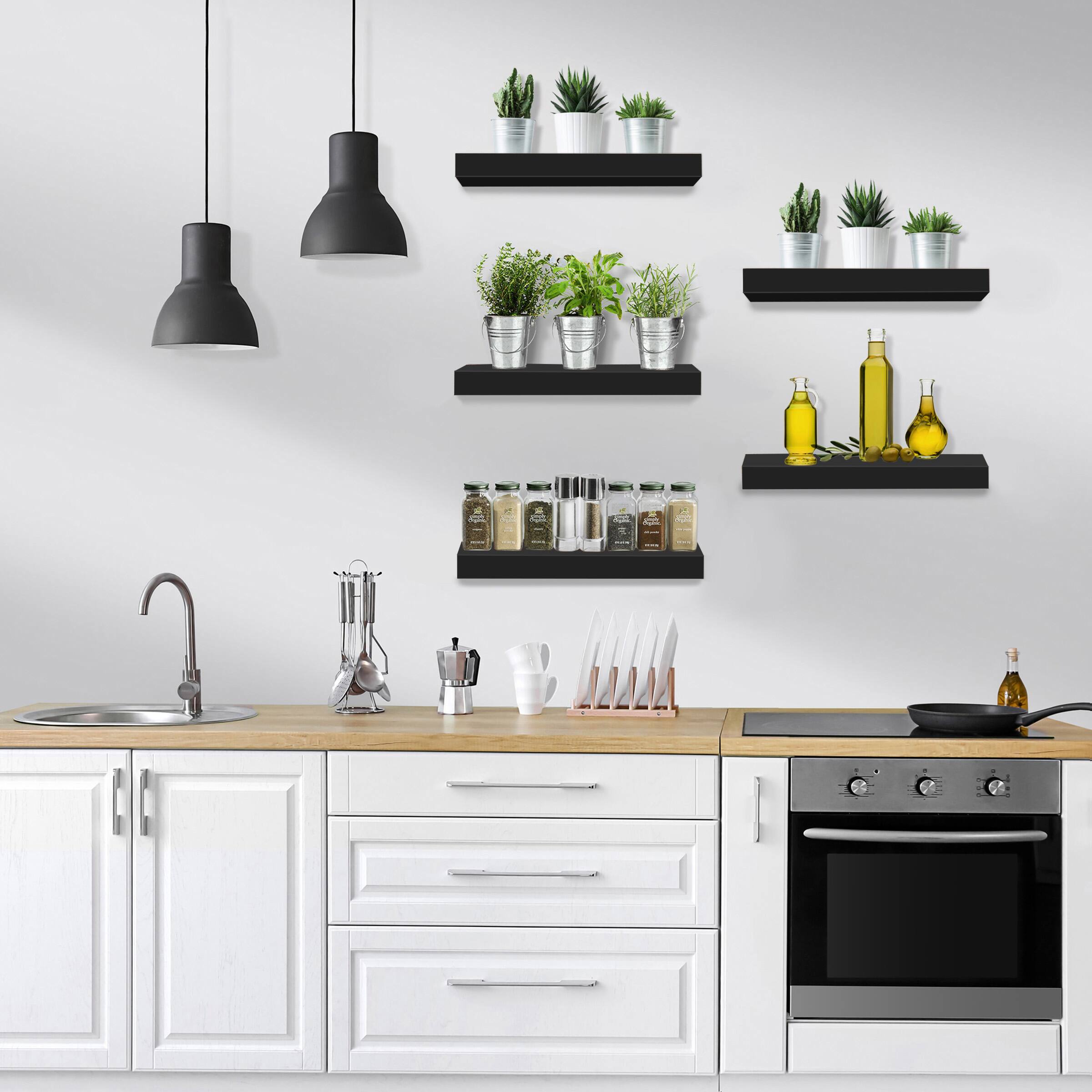 Alt View 4. Sorbus - Sorbus Floating Shelves for Wall, Bathroom Shelves Wall Mounted for Kitchen, Bedroom, Living Room, Bathroom - Black.