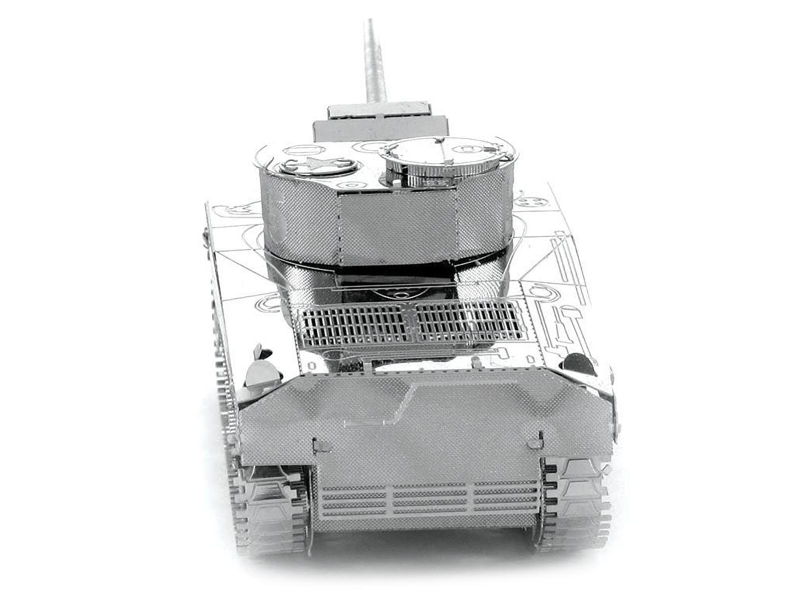 Alt View 1. Metal Earth - Model Kit American Sherman Tank (Moderate Difficulty) Steel Model by Metal Earth - Silver.
