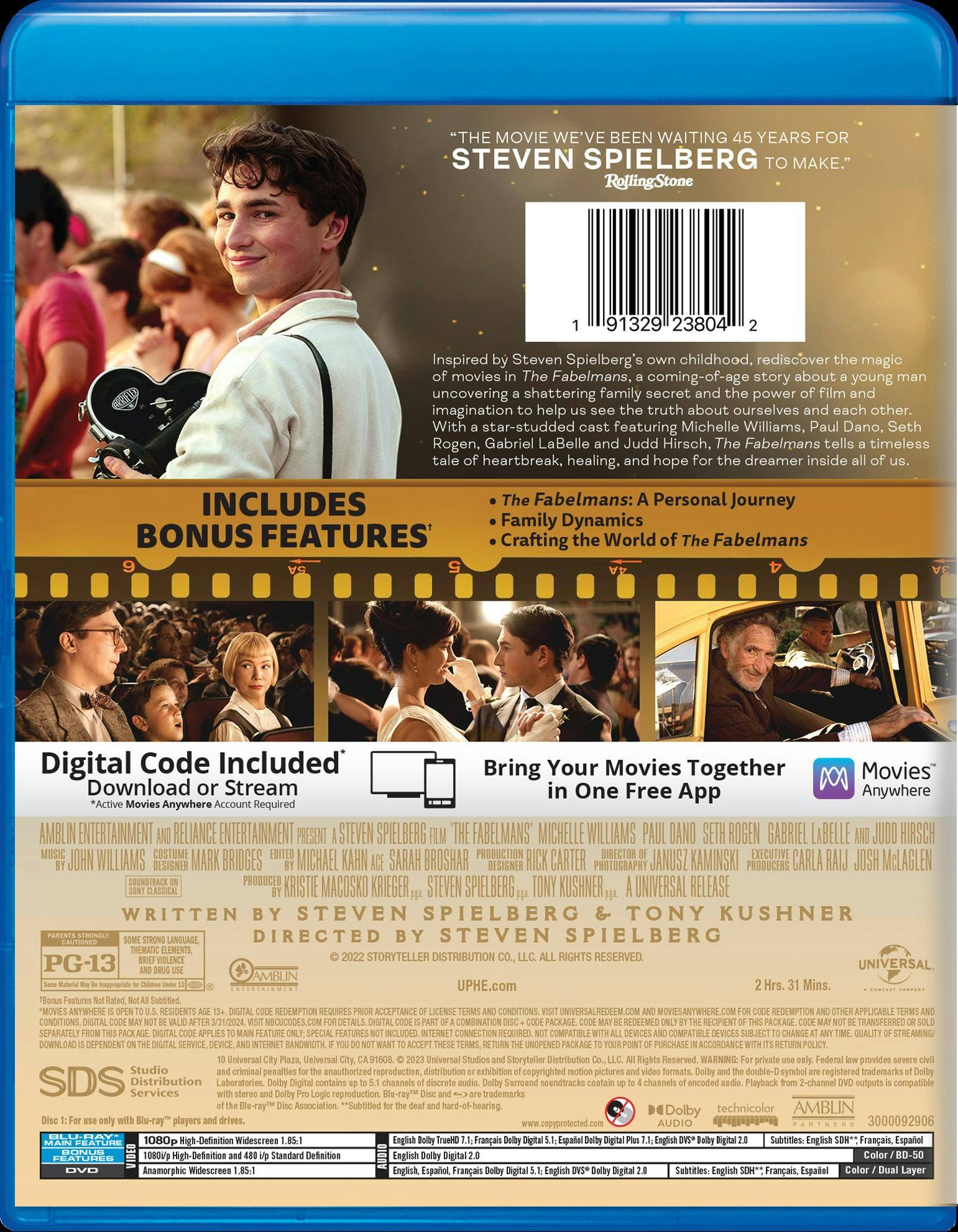 Back. The Fabelmans (with DVD) [Blu-ray].