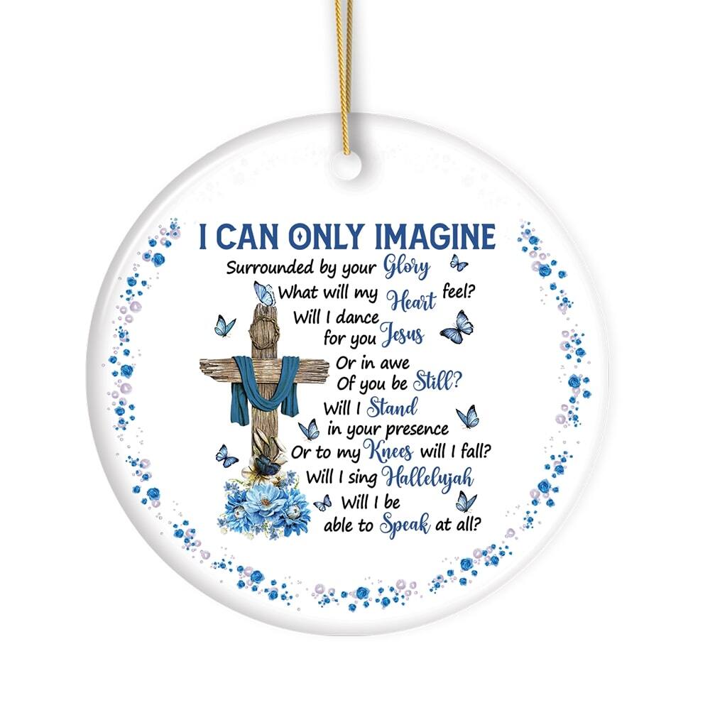 I CAN ONLY IMAGINE  
Surrounded by your Glory  
What will my Heart feel?  
Will I dance for you Jesus  
Or in awe of you be Still?  
Will I Stand in your presence  
Or to my Knees will I fall?  
Will I sing Hallelujah  
Will I be able to Speak at all?