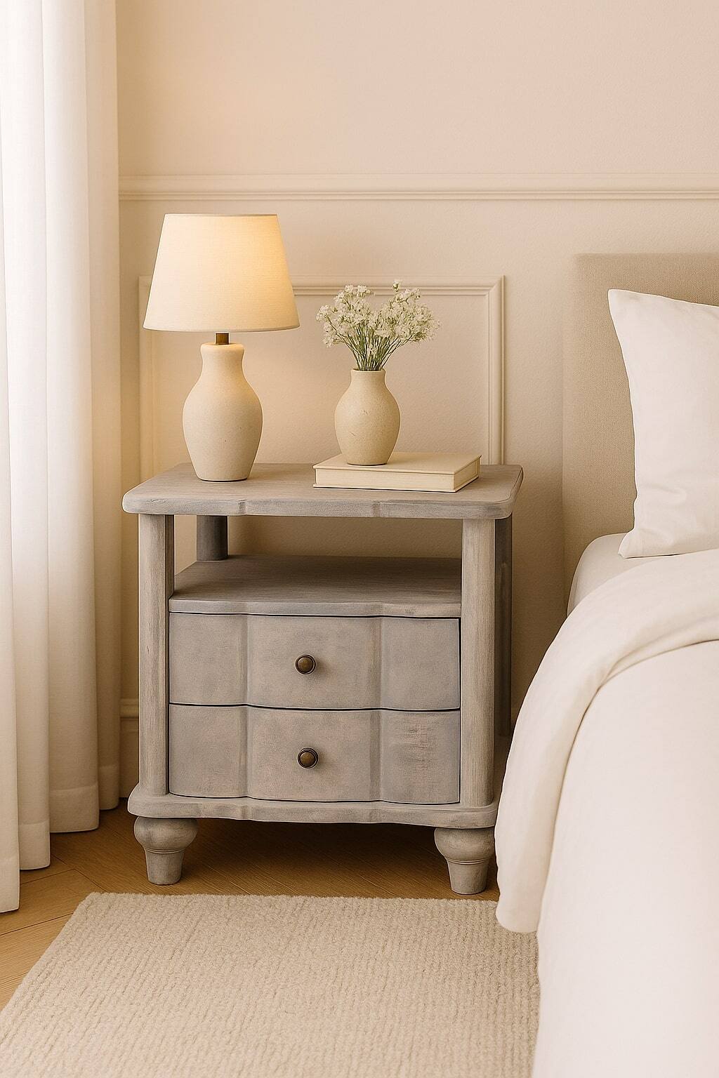 Alt View 2. Artisan Furniture - Artisan Furniture Solid Wood Lucia Bedside - Grey.