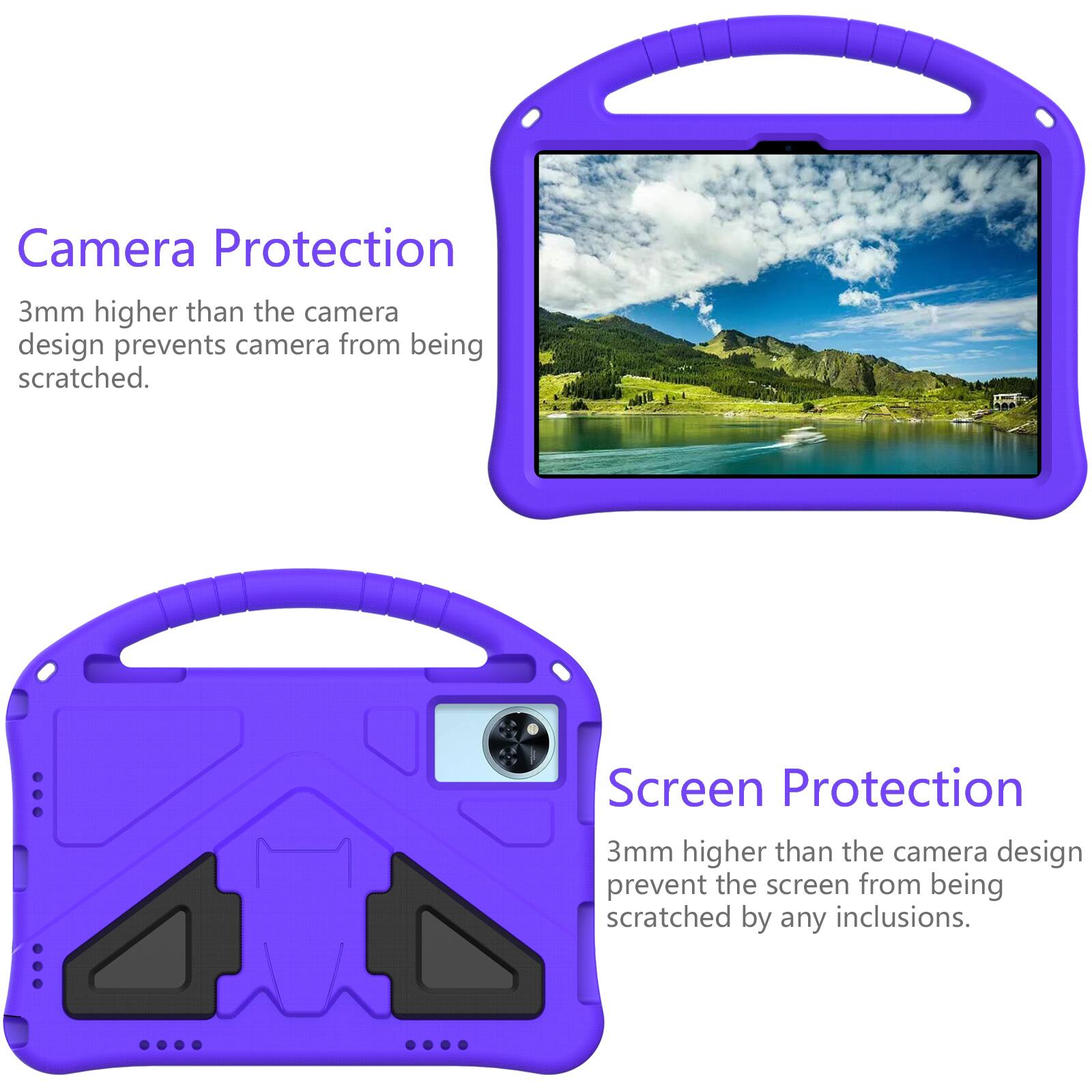 Camera Protection  
3mm higher than the camera design prevents camera from being scratched.  

Screen Protection  
3mm higher than the camera design prevent the screen from being scratched by any inclusions.