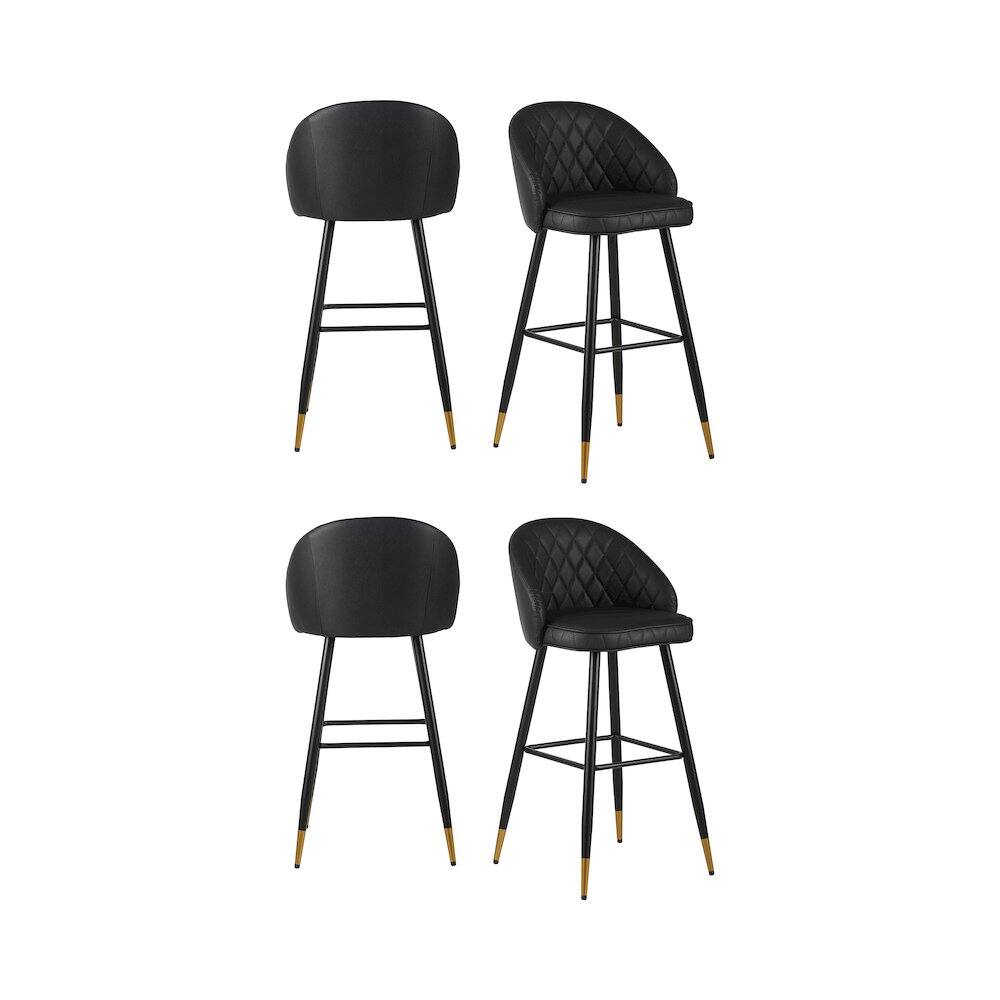 Front. New Classic Furniture - New Classic Furniture Oliver Vegan Leather Bar Chair in Black (Set of 4) - Black.