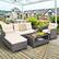 Alt View 1. Costway - Costway 4PCS Patio Rattan Furniture Set Sofa Ottoman Cushion Garden Deck - White.