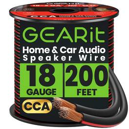 GEARit - 16 Gauge Speaker Wire CCA - Copper Clad Aluminum - 200 Feet - Black