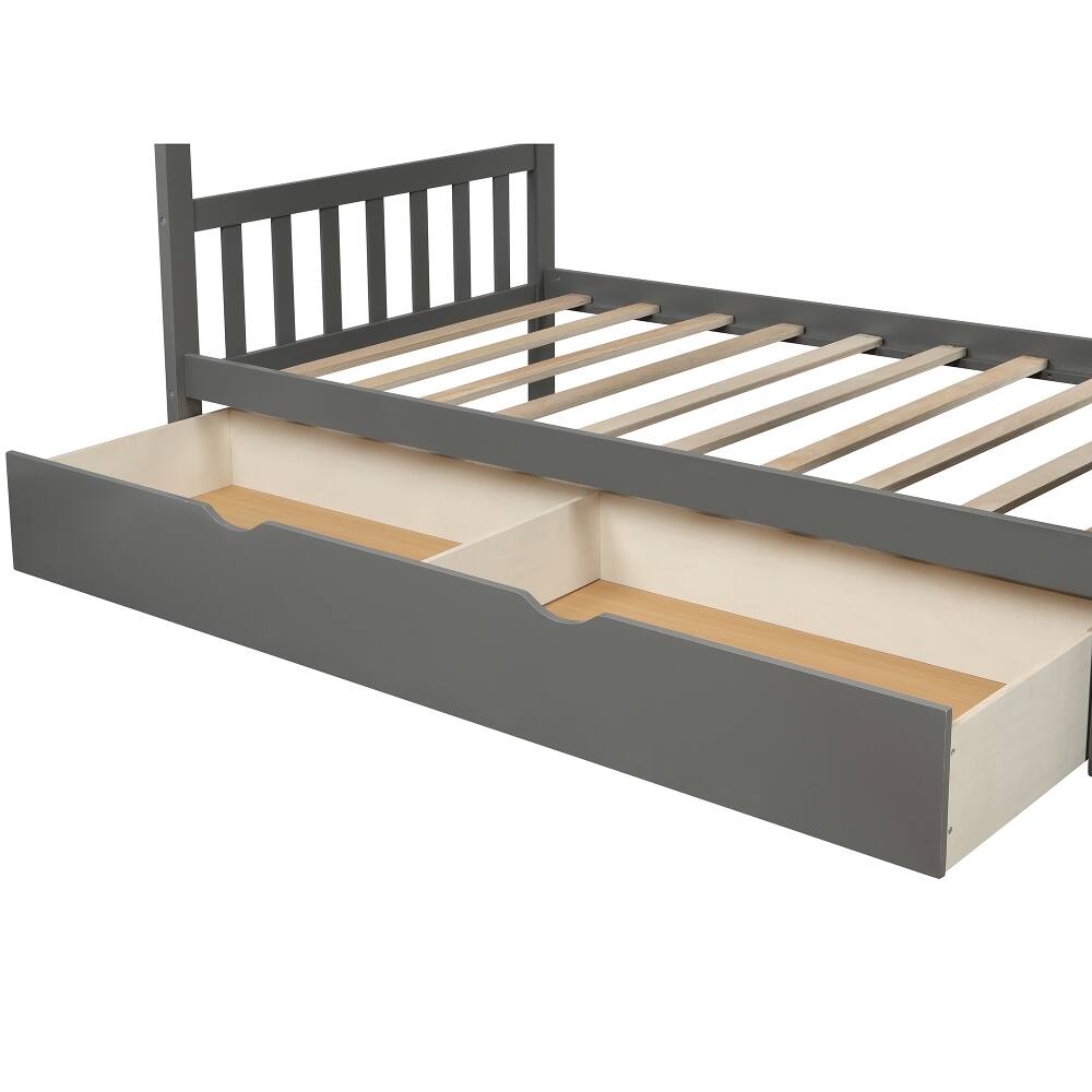 Alt View 9. Loheer - Loheer Twin over Full Bunk Bed with Stairs and Storage Drawers Gray - Gray.