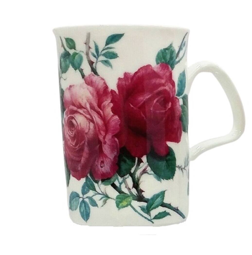 Angle. Jiallo - Roy Kirkham Lancaster Mug-English Rose- Red Rose, Set of 2 - Mutli color.