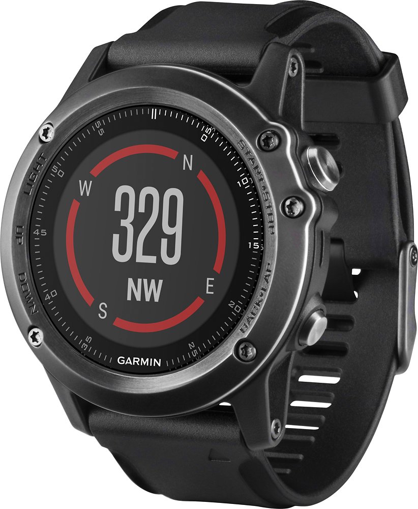 Garmin - fenix 3 HR GPS Heart Rate Monitor Watch - Gray - Left Zoom