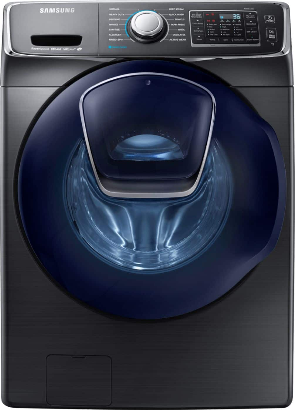 Samsung - 4.5 Cu. Ft. High Efficiency Stackable Front Load Washer with Steam and AddWash™ - Black stainless steel