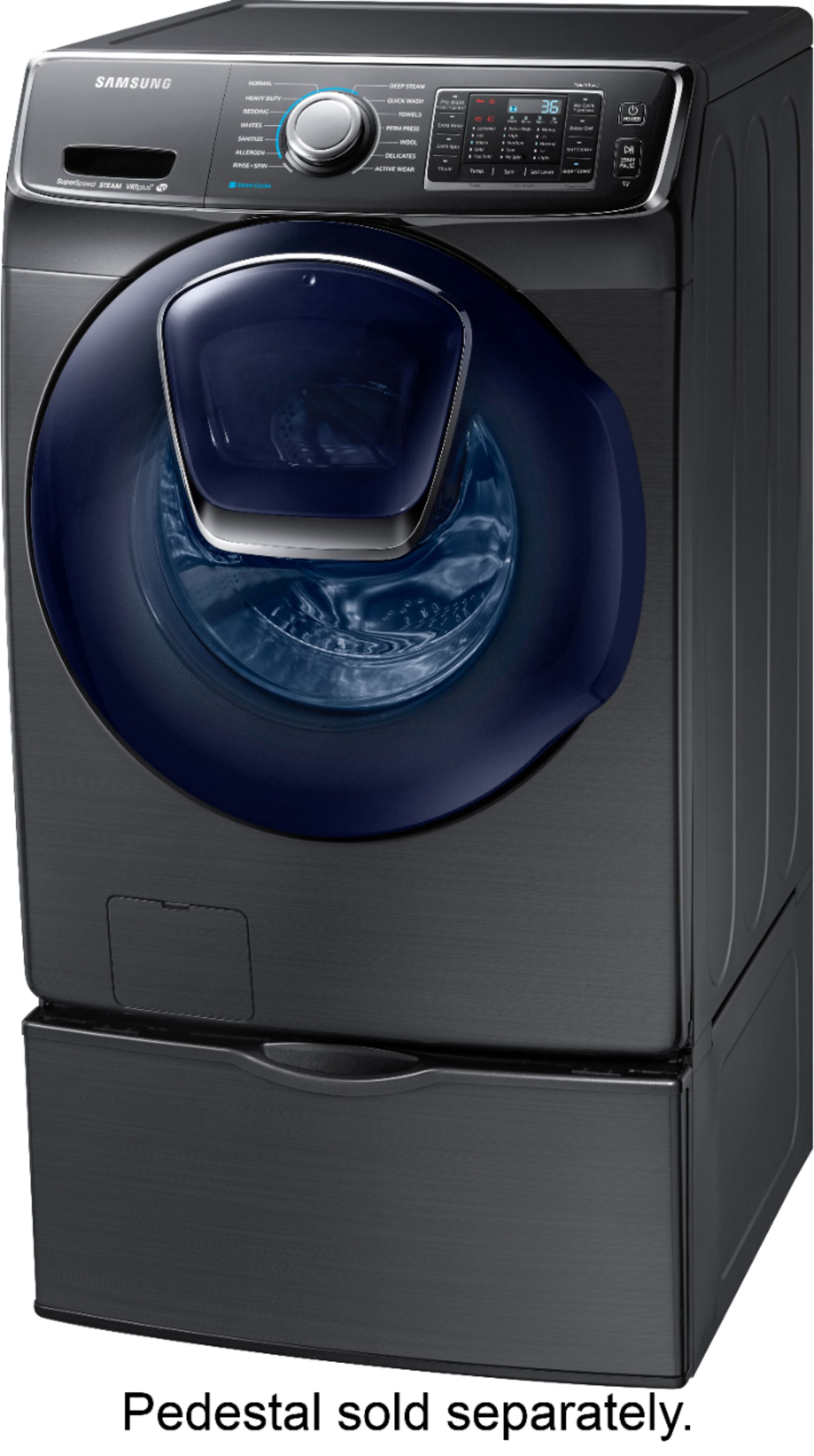 Left View: LG - 4.5 Cu. Ft. High-Efficiency Stackable Smart Front Load Washer with Steam and 6Motion Technology - Graphite Steel