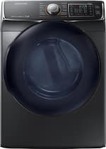 Samsung - 7.5 Cu. Ft. 14-Cycle High-Efficiency Electric Dryer with Steam - Fingerprint Resistant Black Stainless Steel - Front_Standard