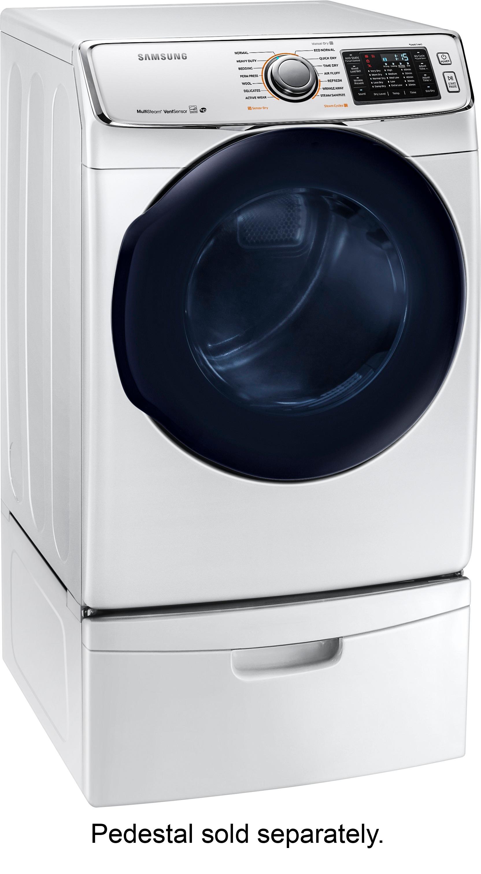 Samsung 7.5 cu ft 12-Cycle Smart Gas Dryer with Steam – White