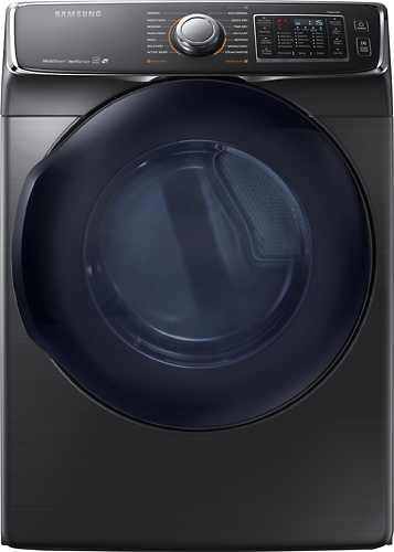 Samsung - 7.5 Cu. Ft. Stackable Gas Dryer with Steam and Sensor Dry - Fingerprint Resistant Black Stainless Steel