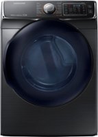 Samsung - 7.5 Cu. Ft. Stackable Gas Dryer with Steam and Sensor Dry - Black Stainless Steel - Front_Zoom