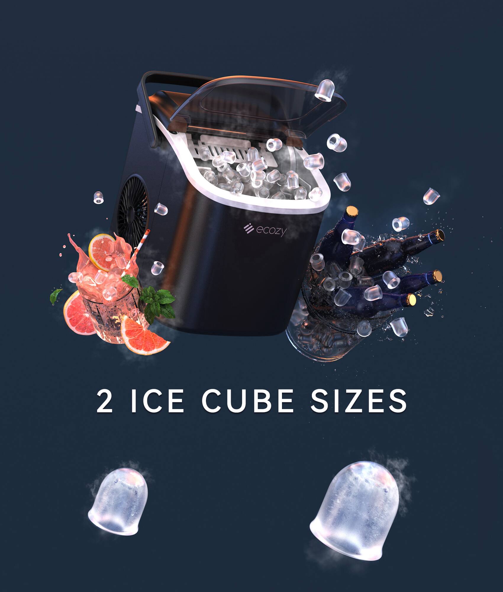 ecozy 2 ICE CUBE SIZES