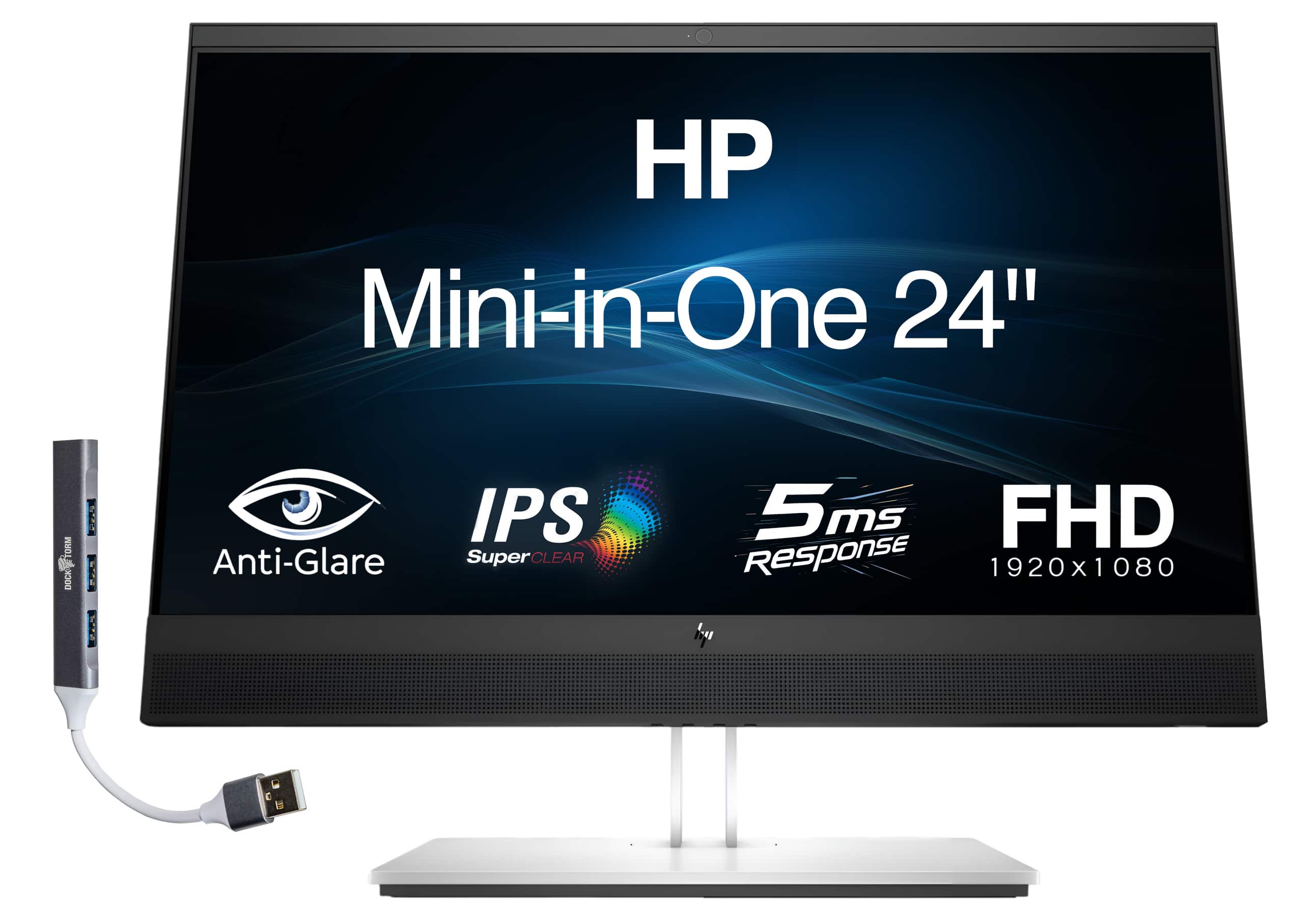 HP - Mini-in-One 24" FHD Monitor w/DKZ Hub, only Compatible w/EliteDesk 705/800 G5 & ProDesk 400/600 G5 Mini - Black/Silver
