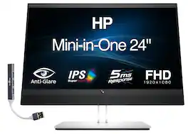 HP - Mini-in-One 24" FHD Monitor w/DKZ Hub, only Compatible w/EliteDesk 705/800 G5 & ProDesk 400/600 G5 Mini - Black/Silver