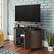 Left. Sauder - Radial TV Stand - Umber Wood.