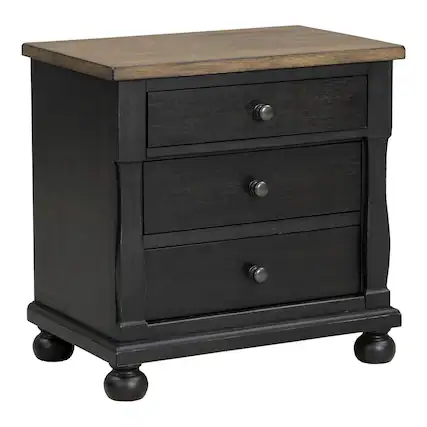 Front. Furniture of America - Millers Farmhouse 3-Drawer Adult Nightstand, Black - Black.