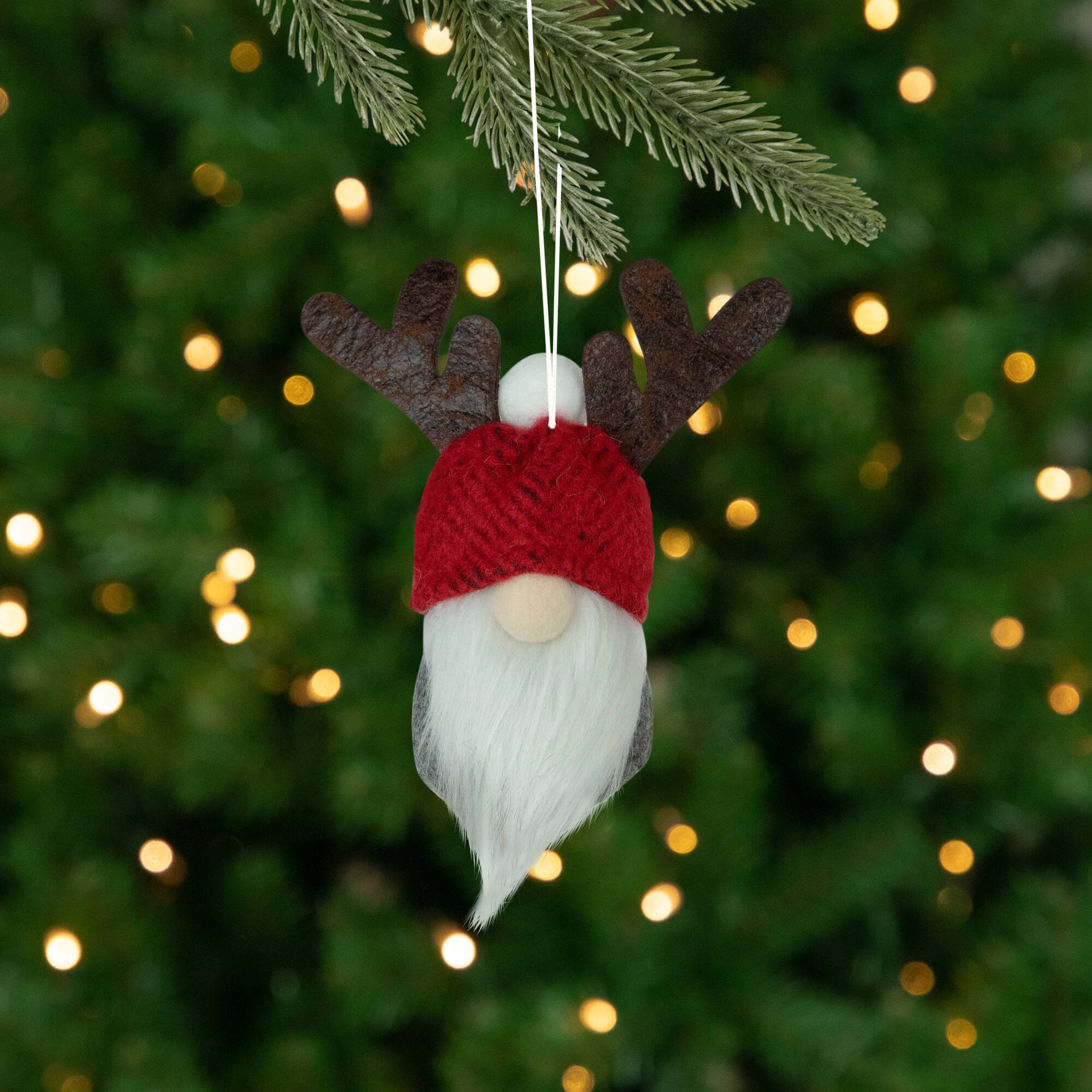 Northlight 5.25" and Gray Gnome with Antlers Christmas Ornament Red ...