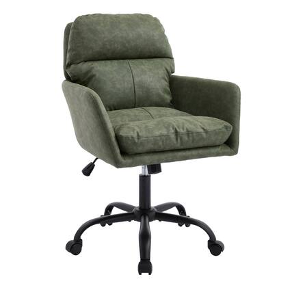 Front. GOODSILO - Ergonomic Executive Office Chair with Adjustable Height and PU Leather Upholstery - Green.