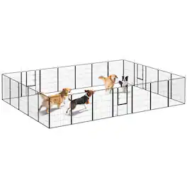 Pawhut - Dog Playpen, 39.5" H 24 Panels, Puppy Exercise Pen, Lockable Door, Indoor/Outdoor, DIY Shape, Small/Medium/Large