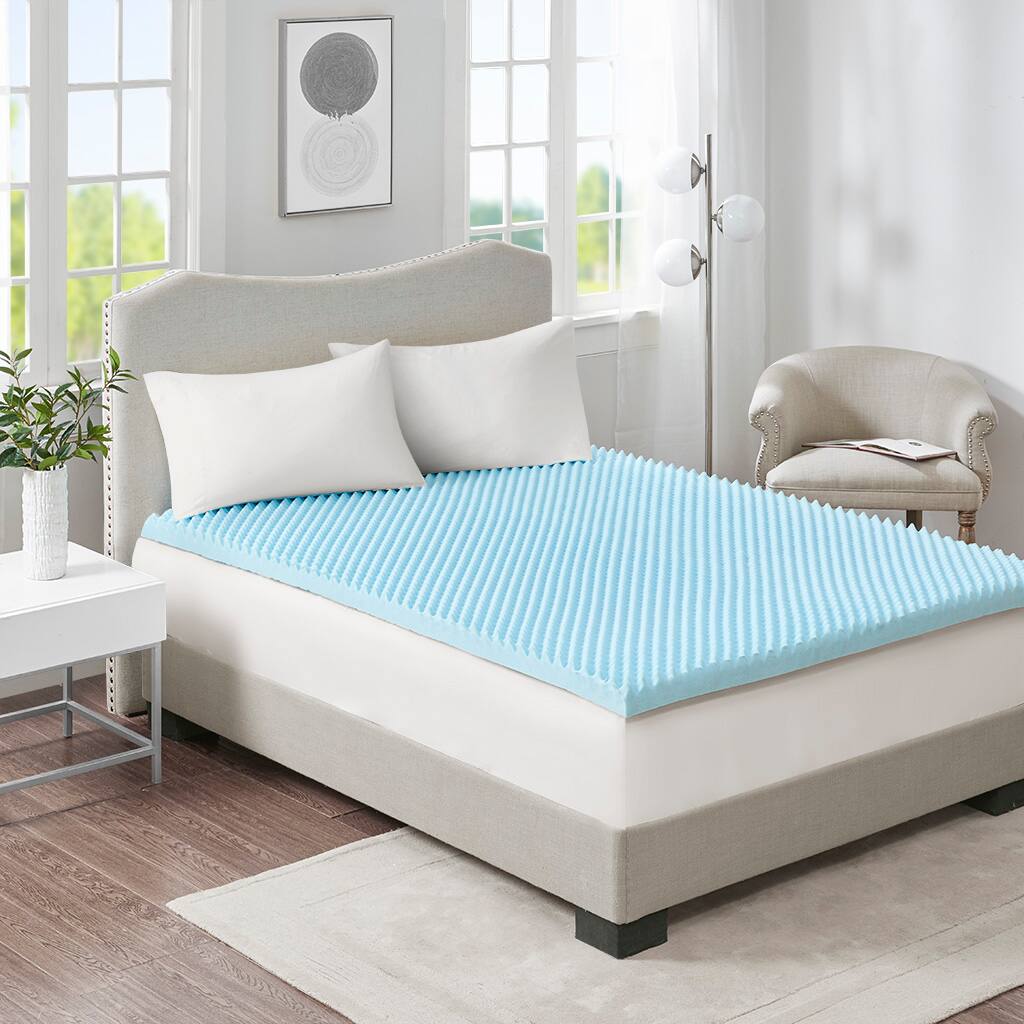 Alt View 1. Glintex - All Season Cooling Mattress Topper, Hypoallergenic Reversible Design for Pressure Relief - Blue.