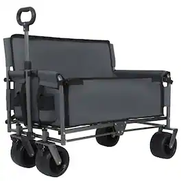 Loheer - Convertible Folding Wagon with Bench Seat, 500 lb Capacity Utility Cart for Camping and Garden