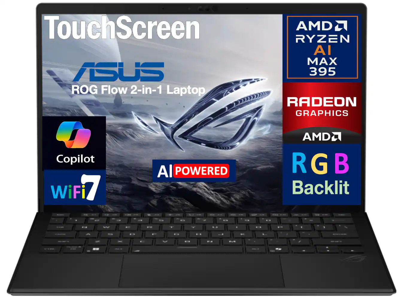 ASUS - ROG Flow 2-in-1 Laptop 13.4 WQXGA Display (AMD AMD Ryzen AI MAX 395, 32GB LPDDR5X, 1TB SSD, Win 11 Pro) - Off Black