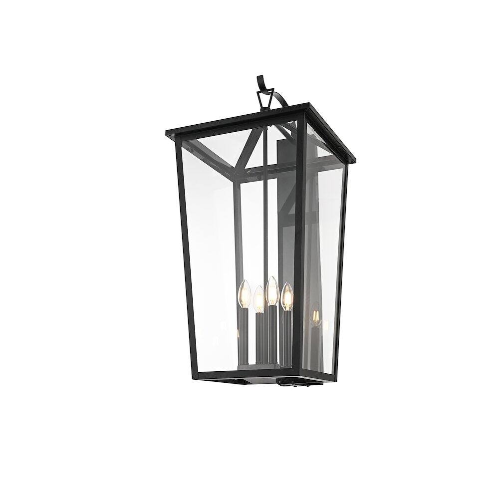 Left. Elegant Lighting - Frankford 16 Inch Outdoor Wall Sconce In Black - Black.