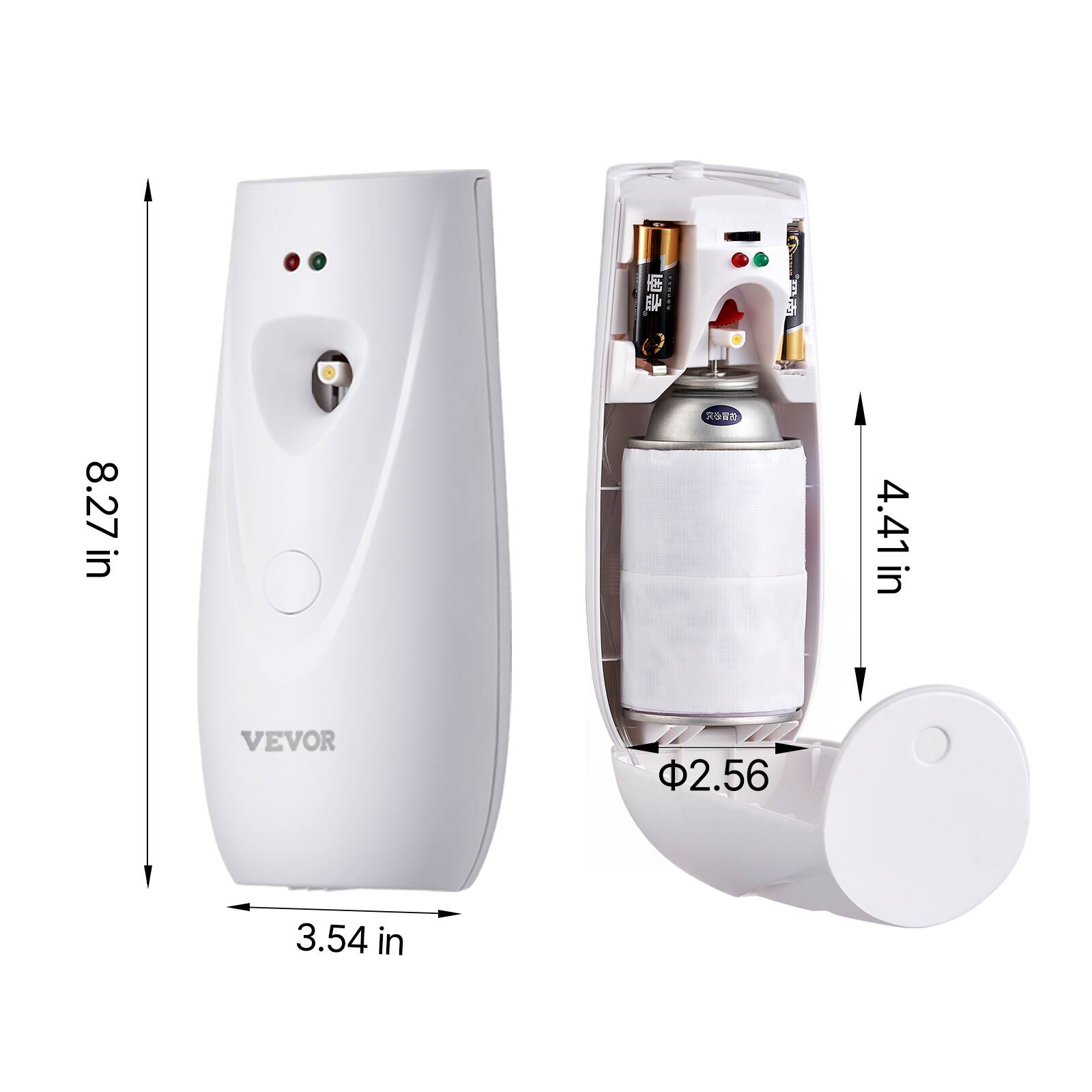 8.27 in H  
3.54 in W  
4.41 in D  
Φ2.56