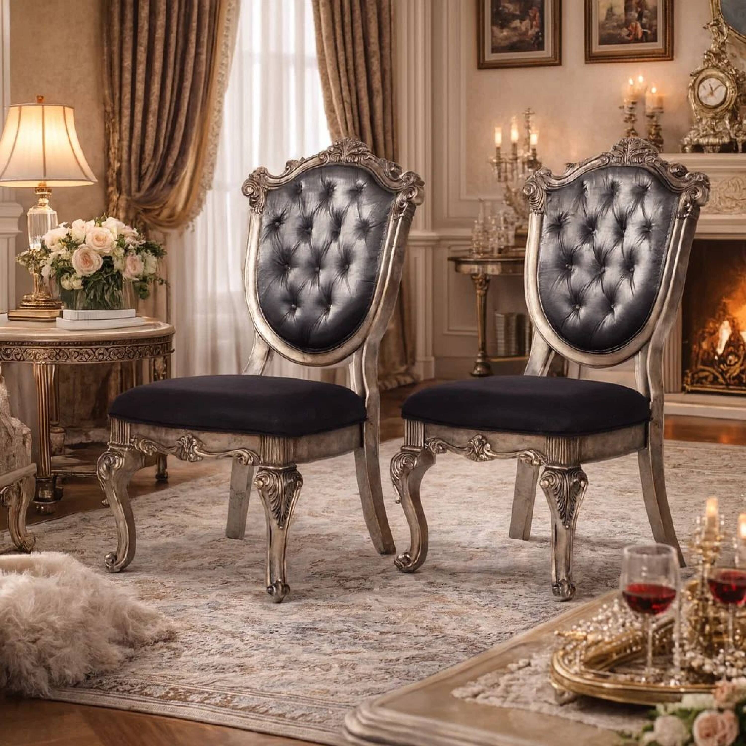 Alt View 8. Manhattan Lane - 28 Inch Wide Wood Dining Chair, Set of Two - Gray and Silver.