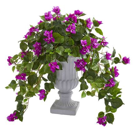 Front. BreeBe - 27" Bougainvillea Artificial Plant in Decorative Urn - Purple.