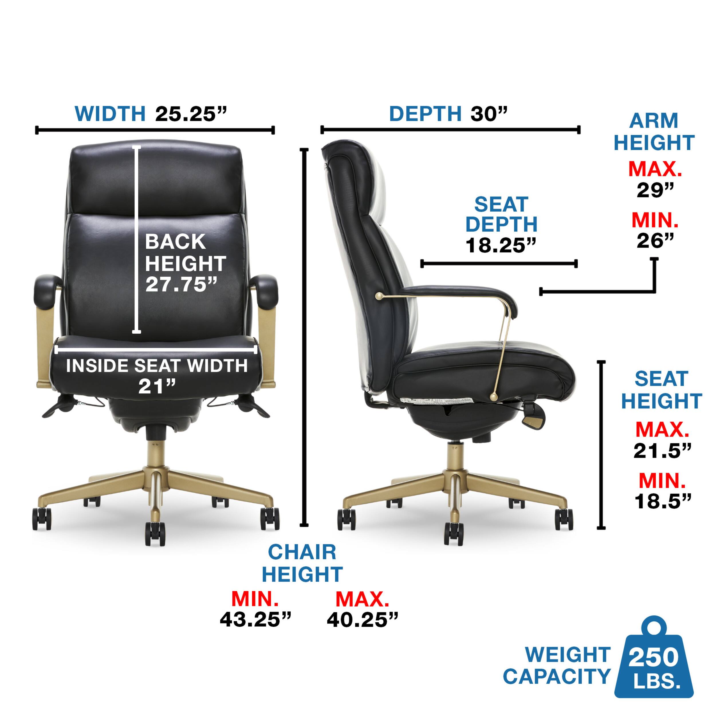 Alt View 11. La-Z-Boy - Modern Melrose Executive Office Chair with Brass Finish - Black.