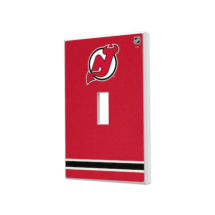 Front. Keyscaper - New Jersey Devils Single Toggle Lightswitch Plate - Multicolor.