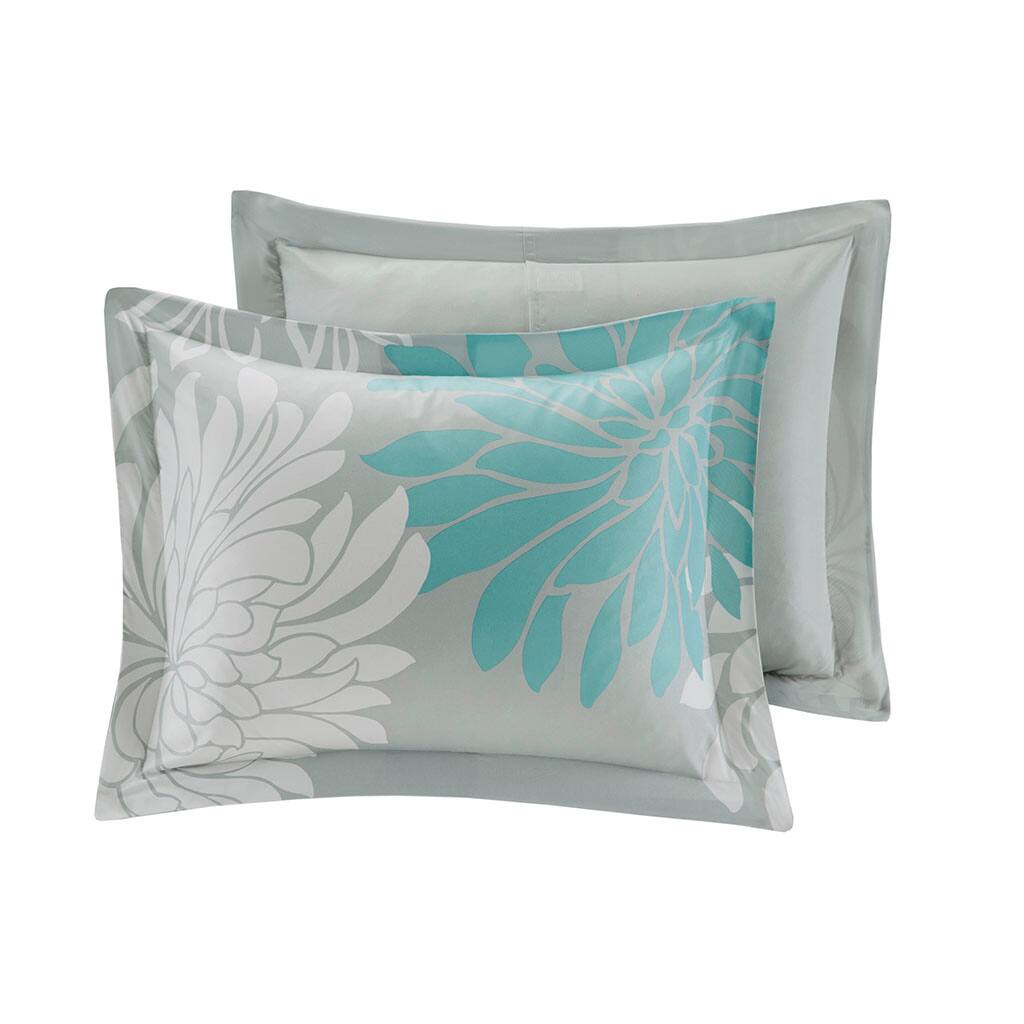 Alt View 2. Gracie Mills - Gracie Mills Willie 9-Piece Floral Comforter Set with Cotton Sheets - Aqua.