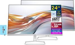 HP - Series 5 24" FHD IPS Monitor, 5ms Response Time, Flicker Free, Anti-Glare, HDMI & DKZ Hub, Color 2 Pack - White/Silver
