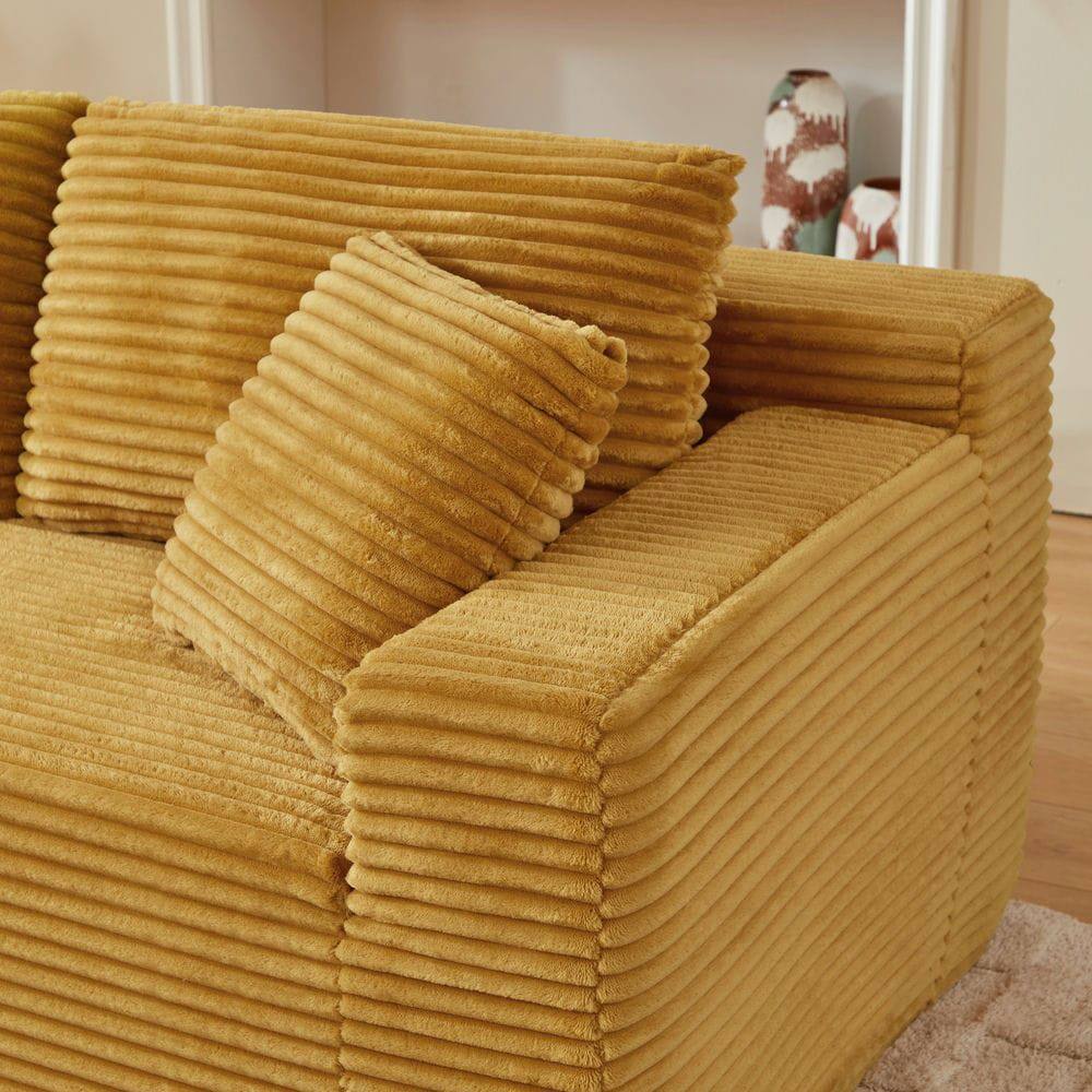 Alt View 1. Kadyn - L-Shaped Sectional Sofa, Cloud Couch Design with Deep Seating and Multi-Room Sleeper Function, Yellow - Yellow.