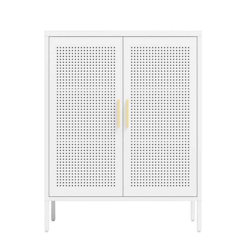 Angle. HTUTWOO - NO LOCK Metal Storage Cabinet with 2 Doors and 2 Adjustable Shelves - Steel File Cabinet for Home Office School Gym - White.