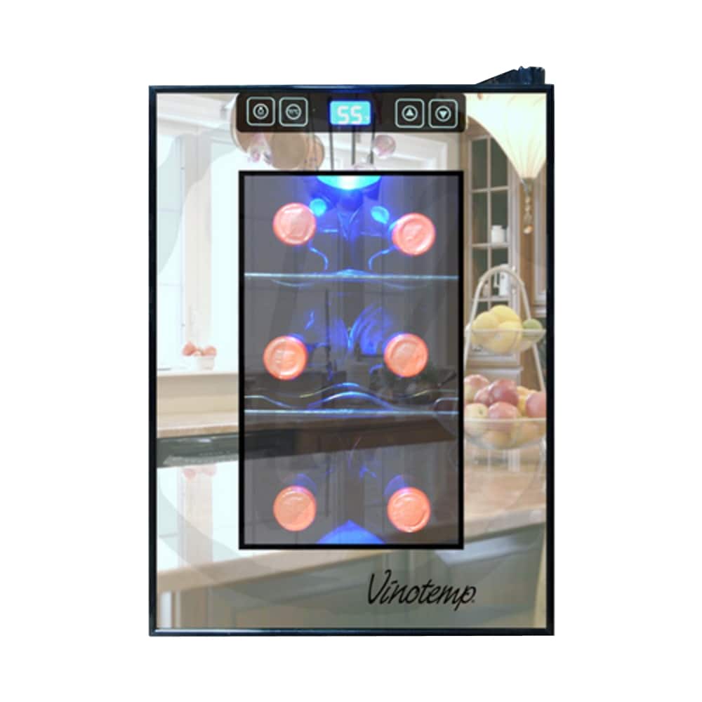 Front. Vinotemp - Eco Series Mirrored 6-Bottle Wine Cooler - Stainless steel.