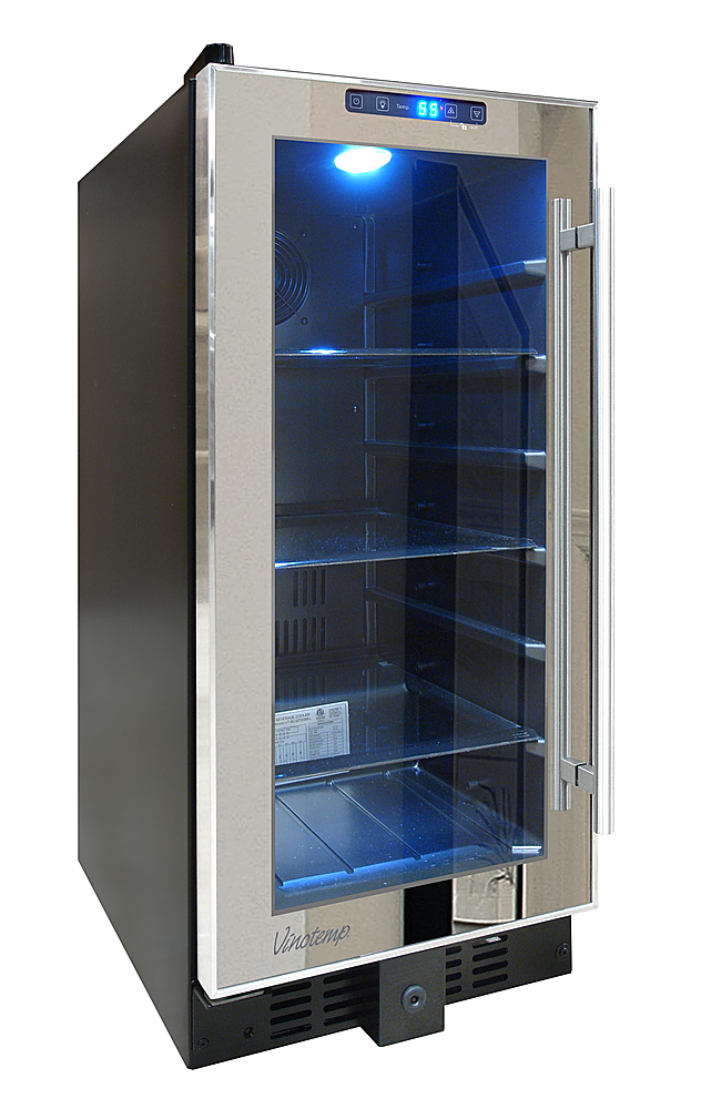 Angle View: Vinotemp - 68-Can Beverage Cooler with Mirrored Trim - Silver