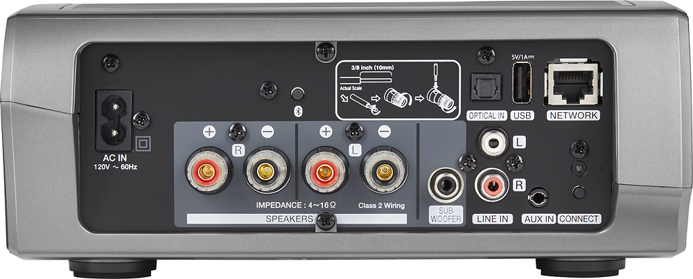 Back View: Denon - HEOS AMP HS2SR 200W 2.1-Ch. Wireless Class D Amplifier - Black and Gunmetal