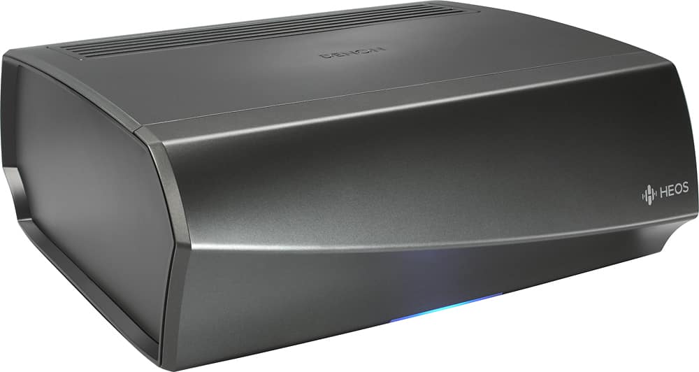 Angle. Denon - HEOS AMP HS2SR 200W 2.1-Ch. Wireless Class D Amplifier - Black and Gunmetal.