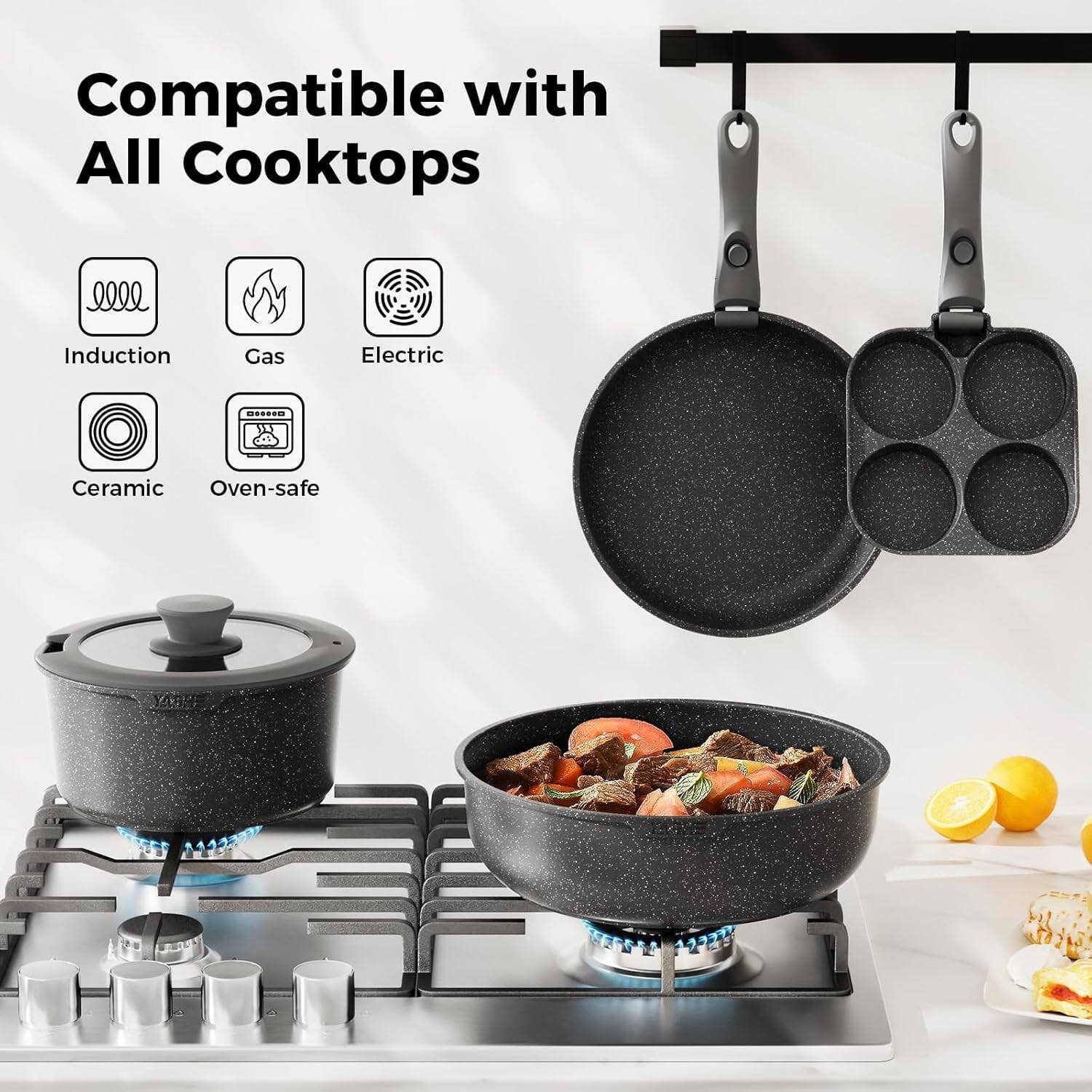 Compatible with All Cooktops  
Induction  
Gas  
Electric  
Ceramic  
Oven-safe