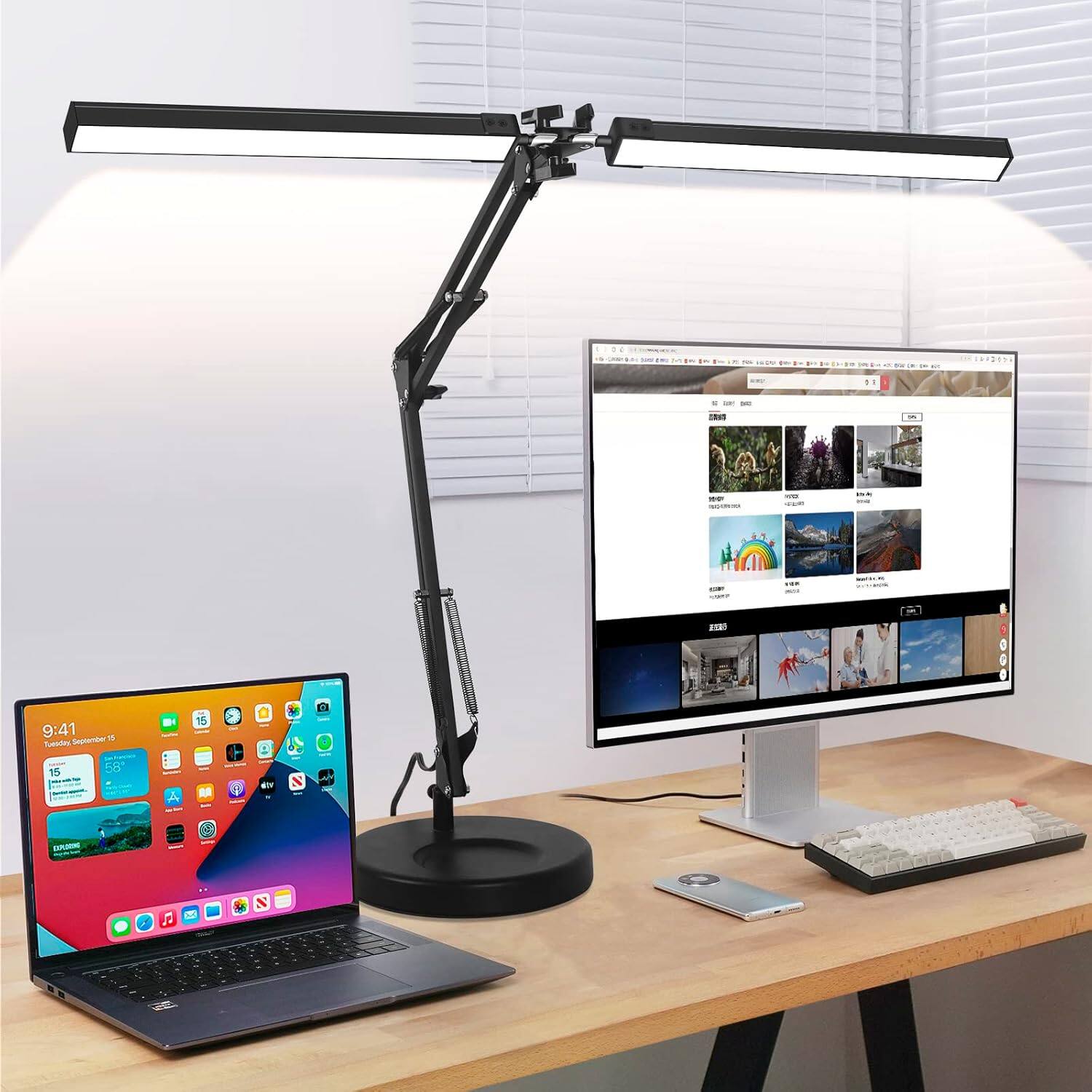Dazzed Corner - LED Desk Lamp, Table Lamp with Clamp - Black