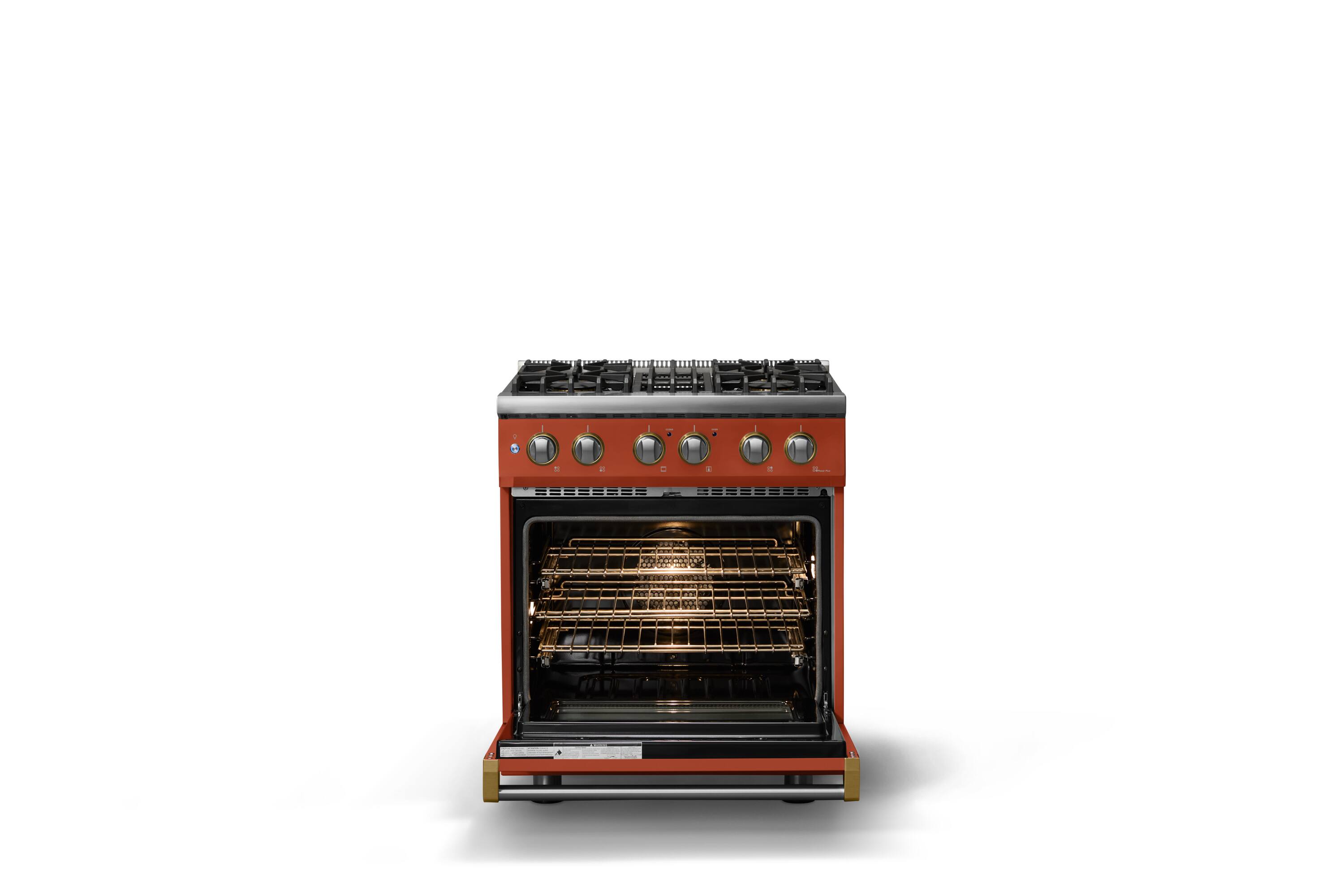 Alt View 2. Viking - 30"W. 4 Burner Pro5S 4.7 Cu. Ft. Freestanding Sealed Dual Fuel Convection LP Range-Spiced Cider/Brushed Brass - Spiced Cider.