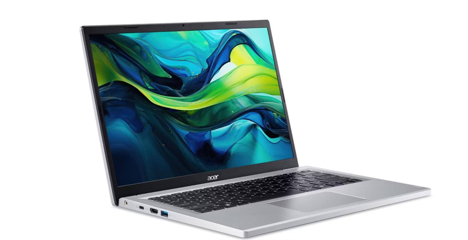 Left. Acer - Aspire Go 14 14" Laptop WUXGA Intel Processor N100 4GB 128GB UFS Intel UHD Graphics AG14-31P-C44Z - Pure Silver.