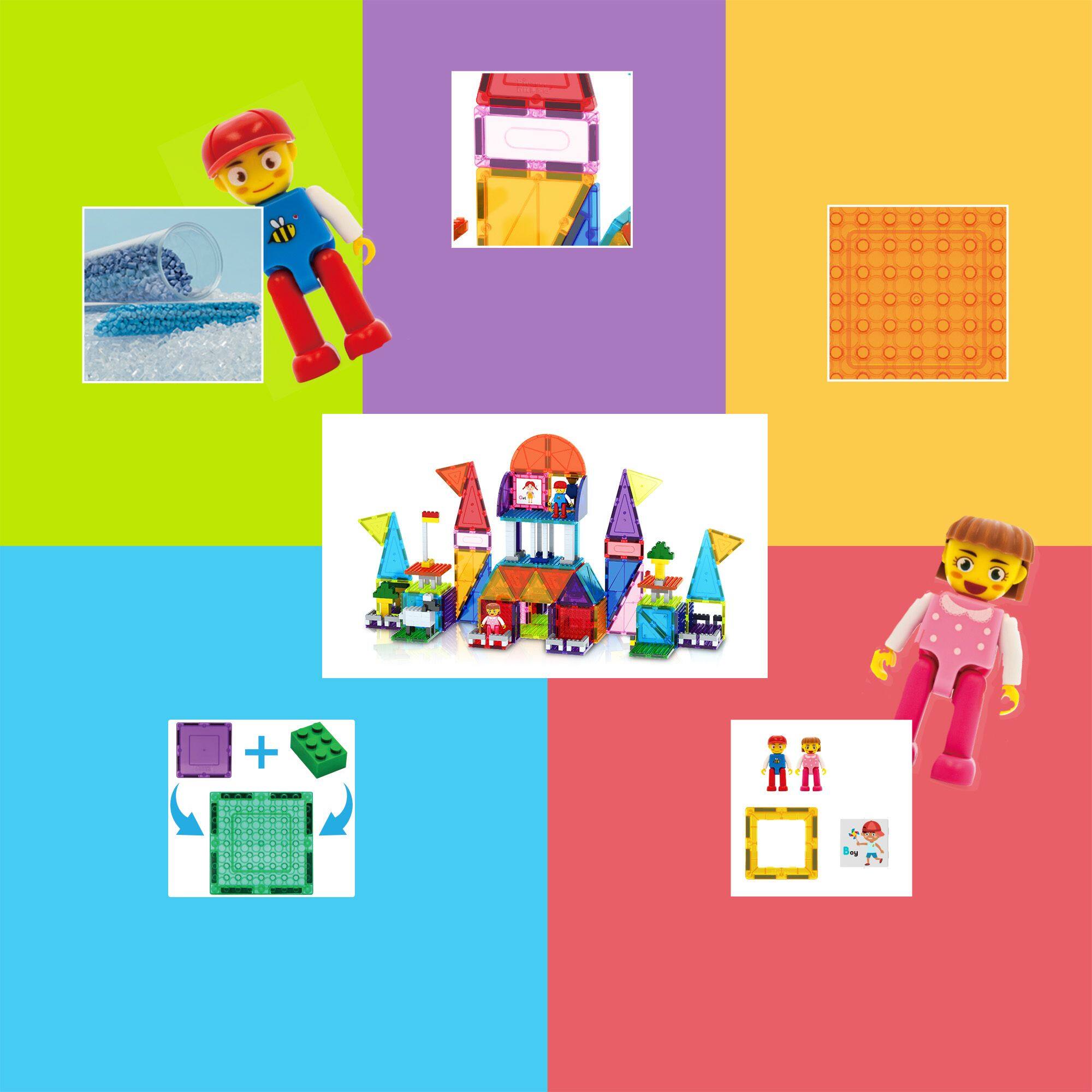 Alt View 4. PicassoTiles - PicassoTiles 333 PC Magnetic Tiles and Brick Compatible, Building Block Set for Kids 3+.