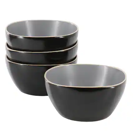 Front. Gibson - Hometrends Soho Lounge 4 Piece 6 Inch Stoneware Bowl Set in Grey - Grey.